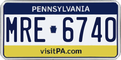 PA license plate MRE6740
