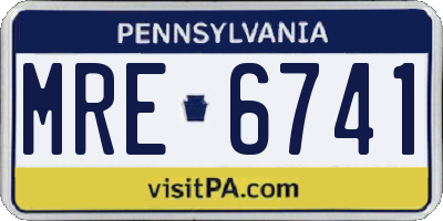 PA license plate MRE6741