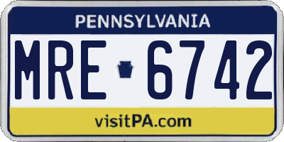 PA license plate MRE6742
