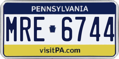 PA license plate MRE6744