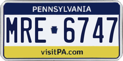 PA license plate MRE6747