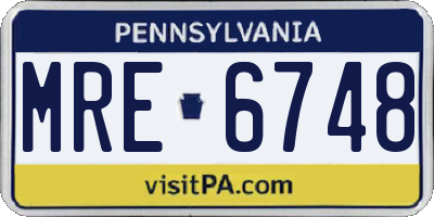 PA license plate MRE6748