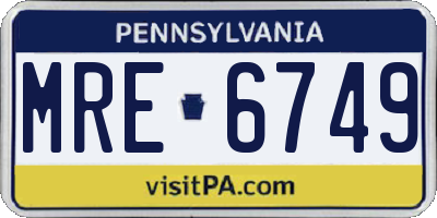 PA license plate MRE6749