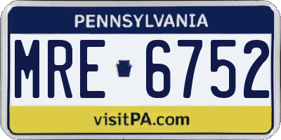 PA license plate MRE6752