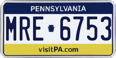 PA license plate MRE6753