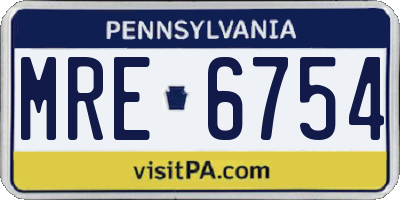 PA license plate MRE6754