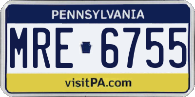 PA license plate MRE6755