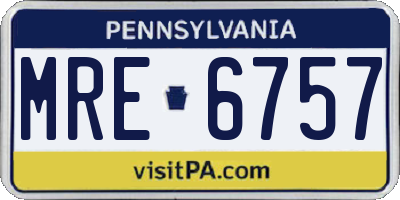 PA license plate MRE6757