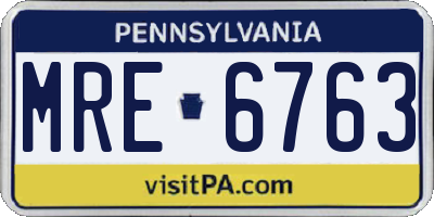 PA license plate MRE6763