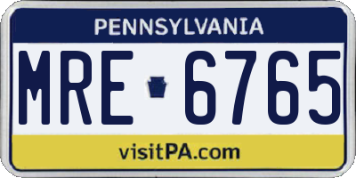 PA license plate MRE6765