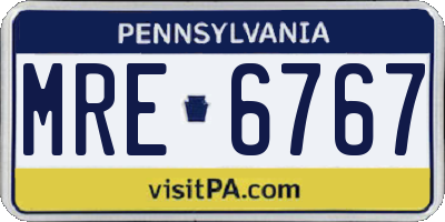 PA license plate MRE6767