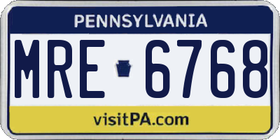 PA license plate MRE6768