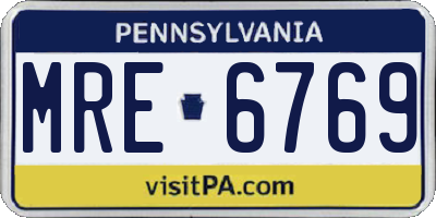 PA license plate MRE6769