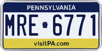 PA license plate MRE6771