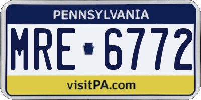 PA license plate MRE6772