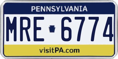 PA license plate MRE6774
