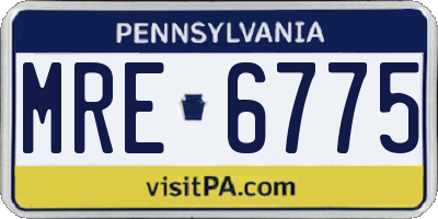 PA license plate MRE6775