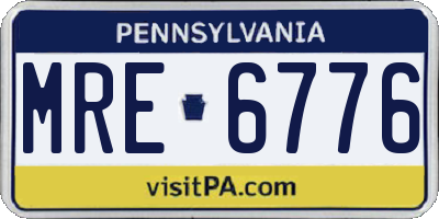 PA license plate MRE6776