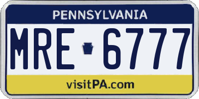 PA license plate MRE6777