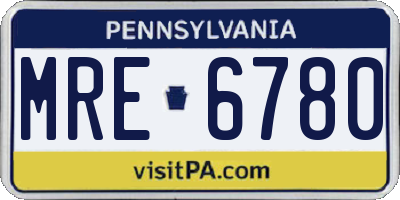 PA license plate MRE6780