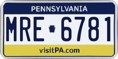 PA license plate MRE6781