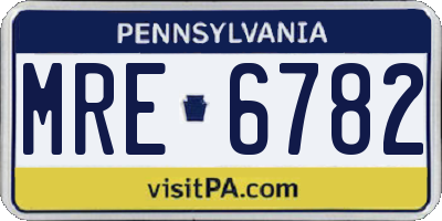 PA license plate MRE6782