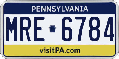 PA license plate MRE6784