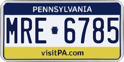 PA license plate MRE6785