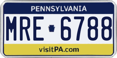 PA license plate MRE6788