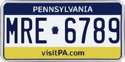 PA license plate MRE6789