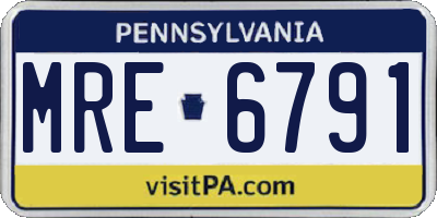 PA license plate MRE6791