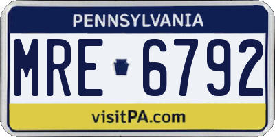 PA license plate MRE6792