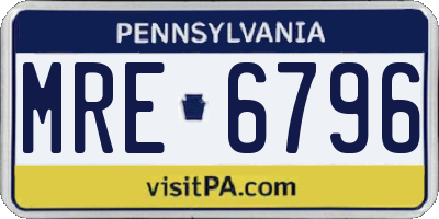 PA license plate MRE6796