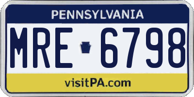 PA license plate MRE6798
