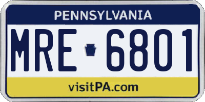 PA license plate MRE6801