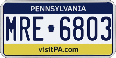 PA license plate MRE6803