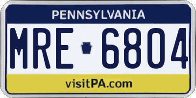 PA license plate MRE6804
