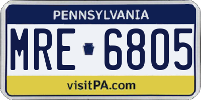 PA license plate MRE6805