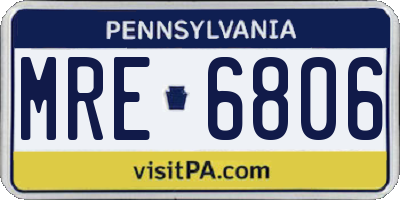 PA license plate MRE6806
