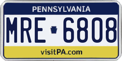 PA license plate MRE6808