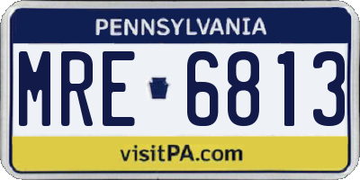 PA license plate MRE6813