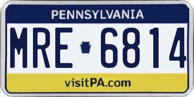 PA license plate MRE6814