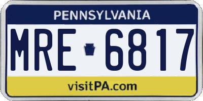 PA license plate MRE6817