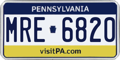 PA license plate MRE6820