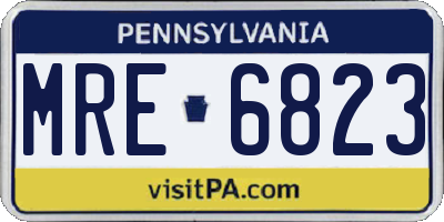 PA license plate MRE6823
