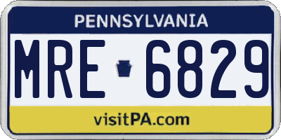 PA license plate MRE6829
