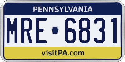 PA license plate MRE6831