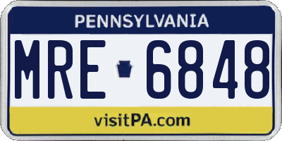 PA license plate MRE6848