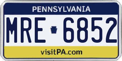 PA license plate MRE6852