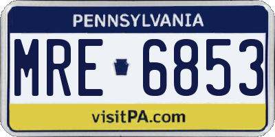 PA license plate MRE6853